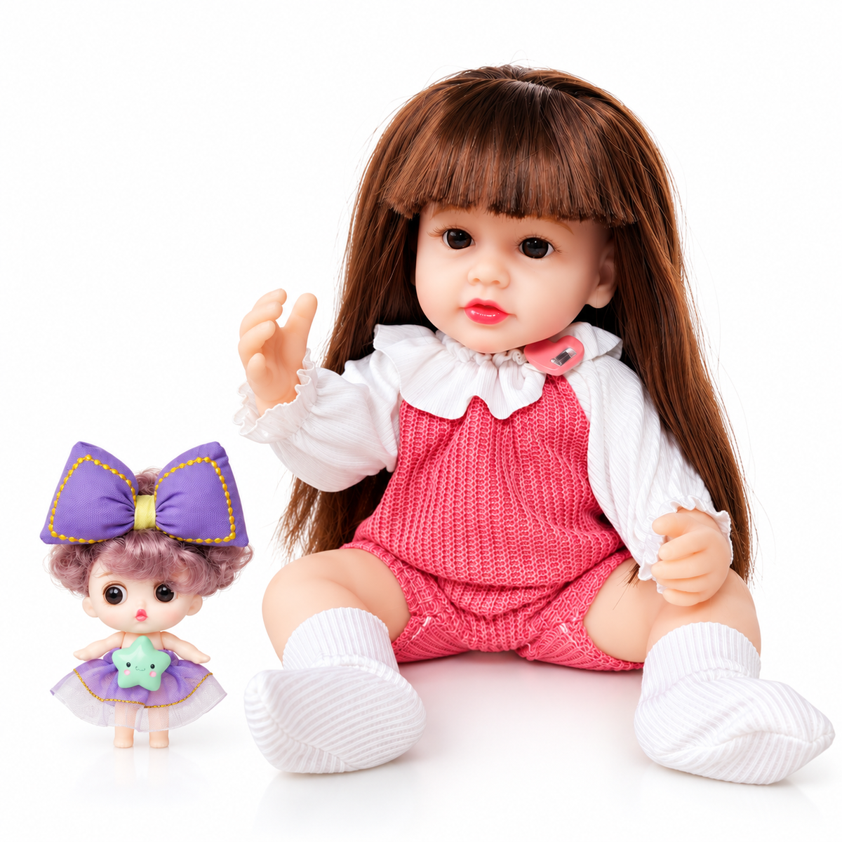 NestyFox 3-Doll Silicone Doll Combo Set for Girls with Mini Fashion Doll