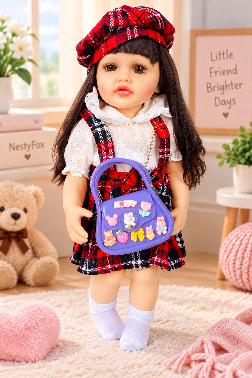 Complete 53cm reborn silicone doll combo with mini dolls handbag and water dispenser