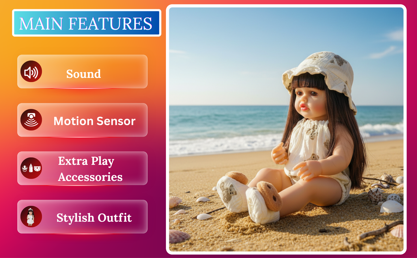 NestyFox 55 cm Realistic Silicone Baby Doll – Lifelike Reborn Doll with Dress & Accessories