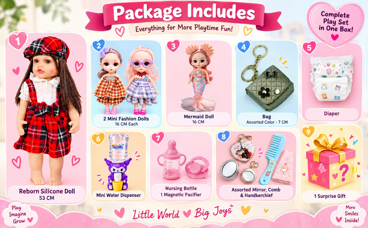 NestyFox reborn silicone doll with mini dolls and mermaid doll in mountain cabin scene