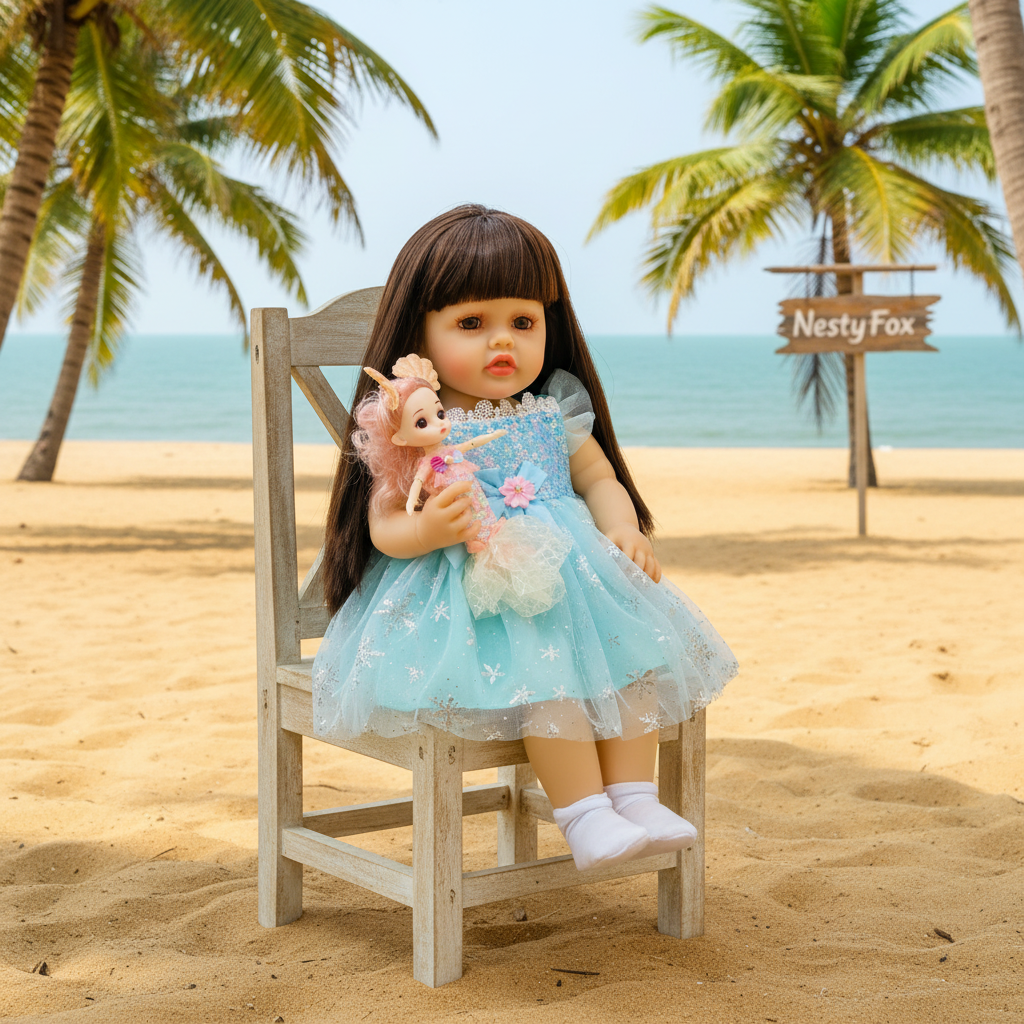 Sitting on Wooden Chair with NestyFox - Marina Beach