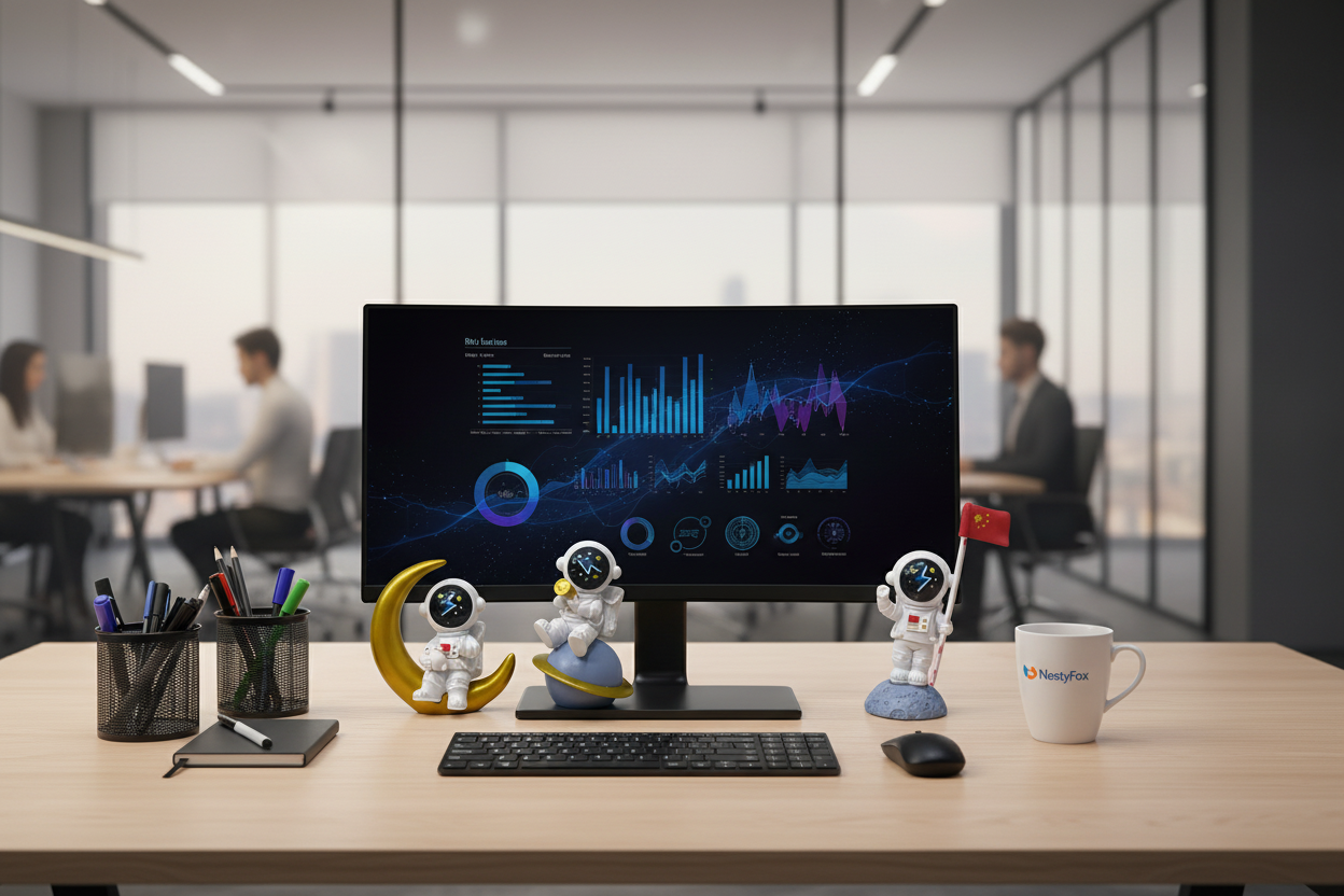 Space Astronaut Figurines in Corporate Office