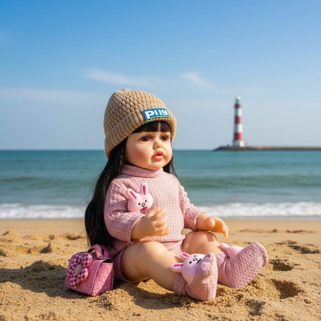 NestyFox 53 cm Silicone Doll with Mermaid Doll & Handbag