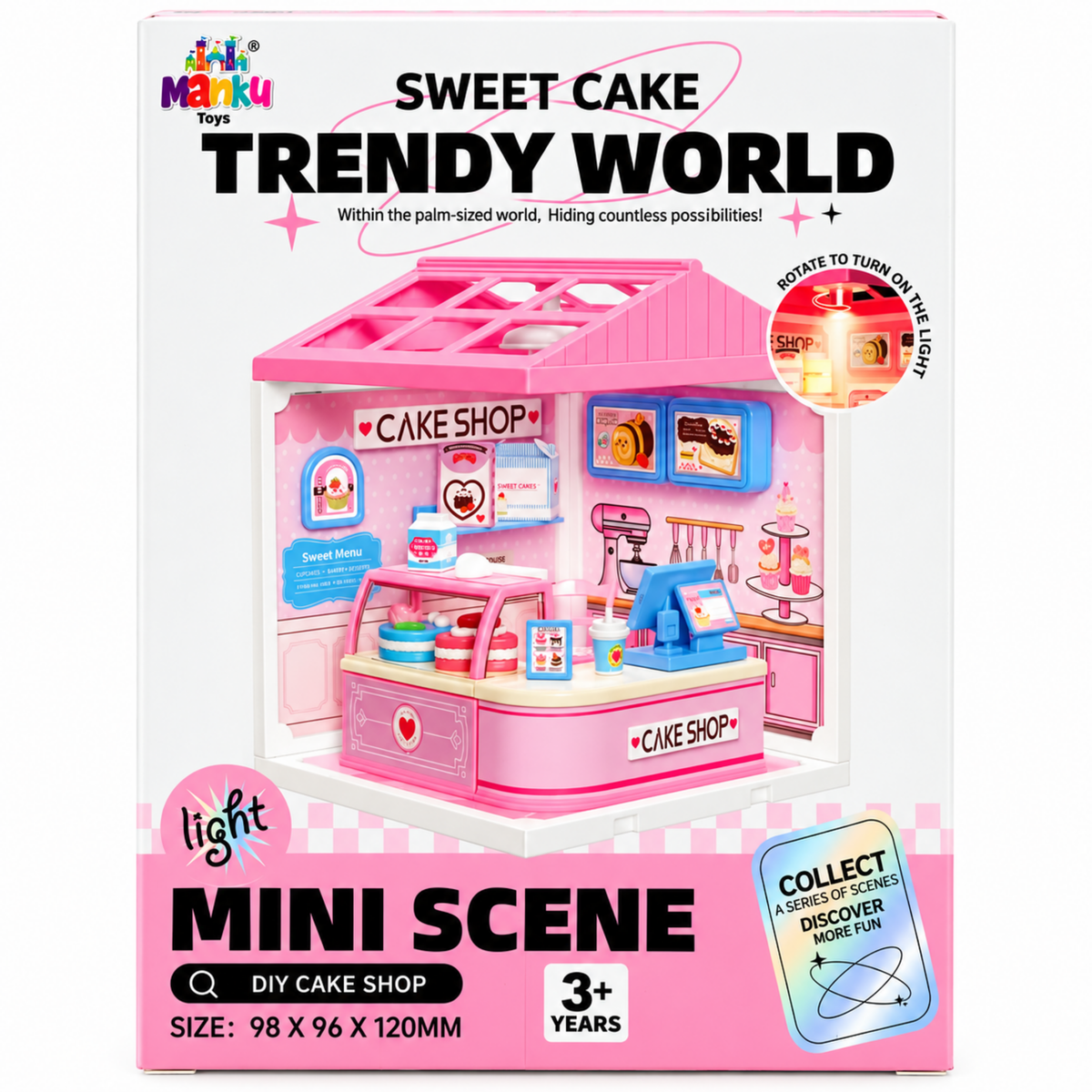 NestyFox DIY Mini Ice Cream Shop Dollhouse Toy with Light & Accessories
